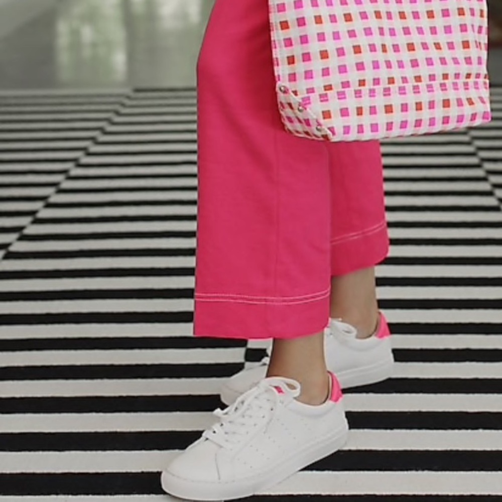 J. Crew Saturday /Road Trip White with hot Pink trim Sneakers